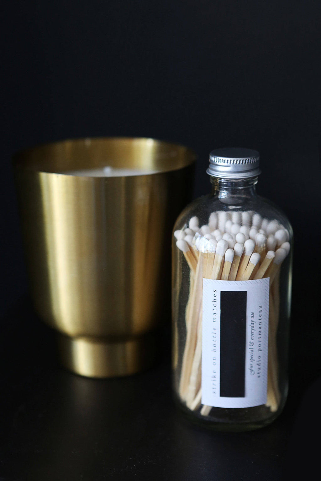 White 4" Candle Match Jar