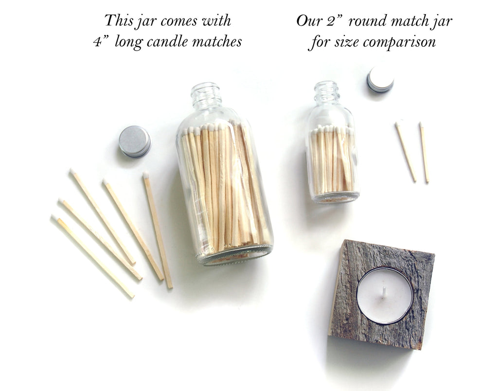White 4" Candle Match Jar