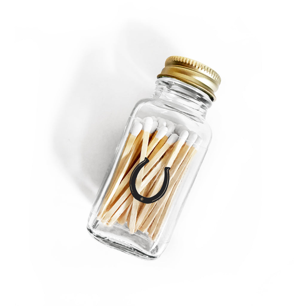 Lucky Horseshoe 2" White Match Jar | Western Match Holder