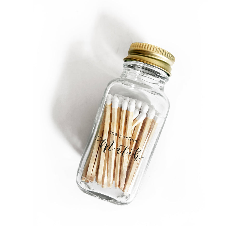The Perfect Match 2" White Match Jar | Wedding Match Holder