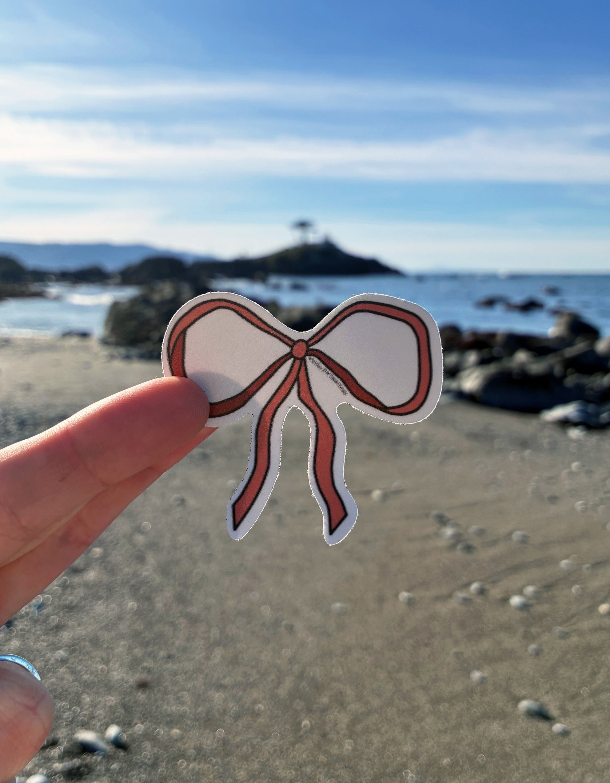 Vintage Bow Vinyl Sticker | Classic Rust Red Bow Design
