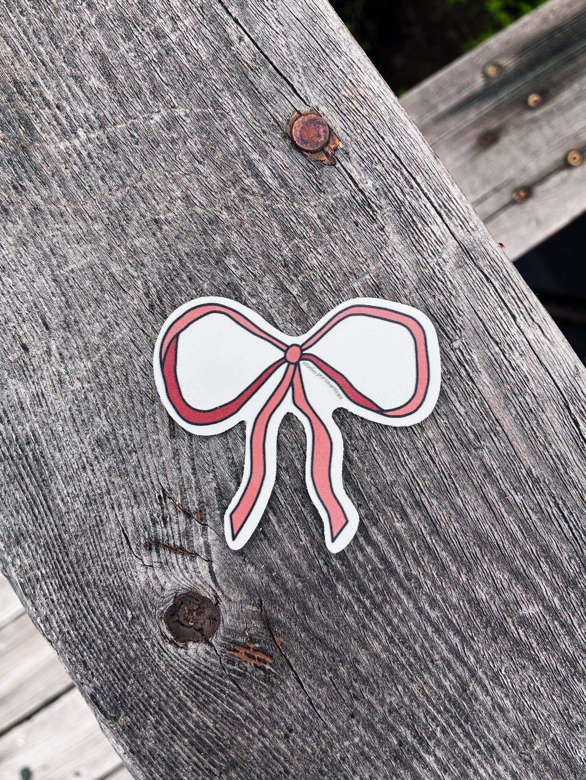 Vintage Bow Vinyl Sticker | Classic Rust Red Bow Design