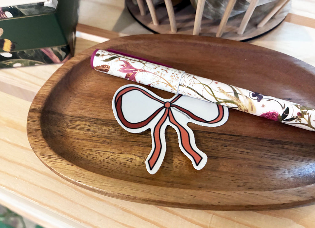 Vintage Bow Vinyl Sticker | Classic Rust Red Bow Design