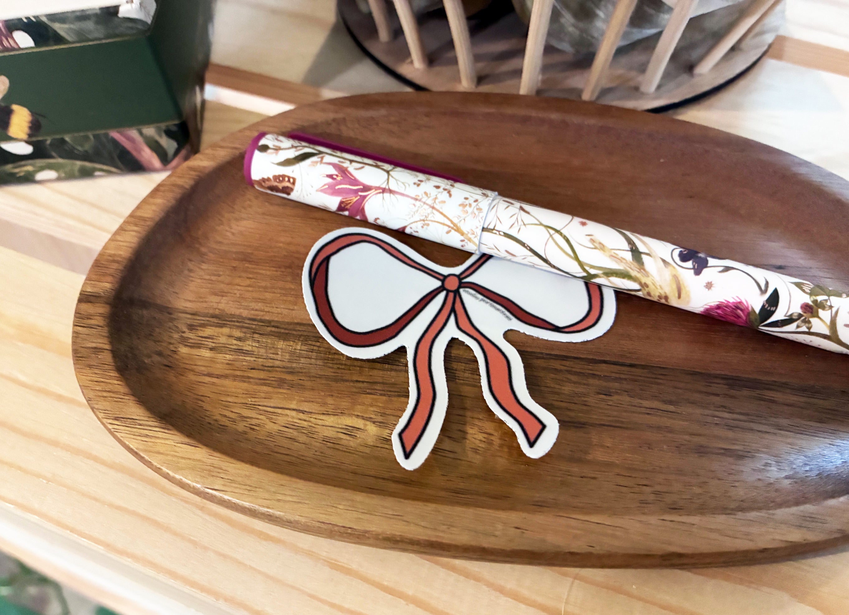 Vintage Bow Vinyl Sticker | Classic Rust Red Bow Design