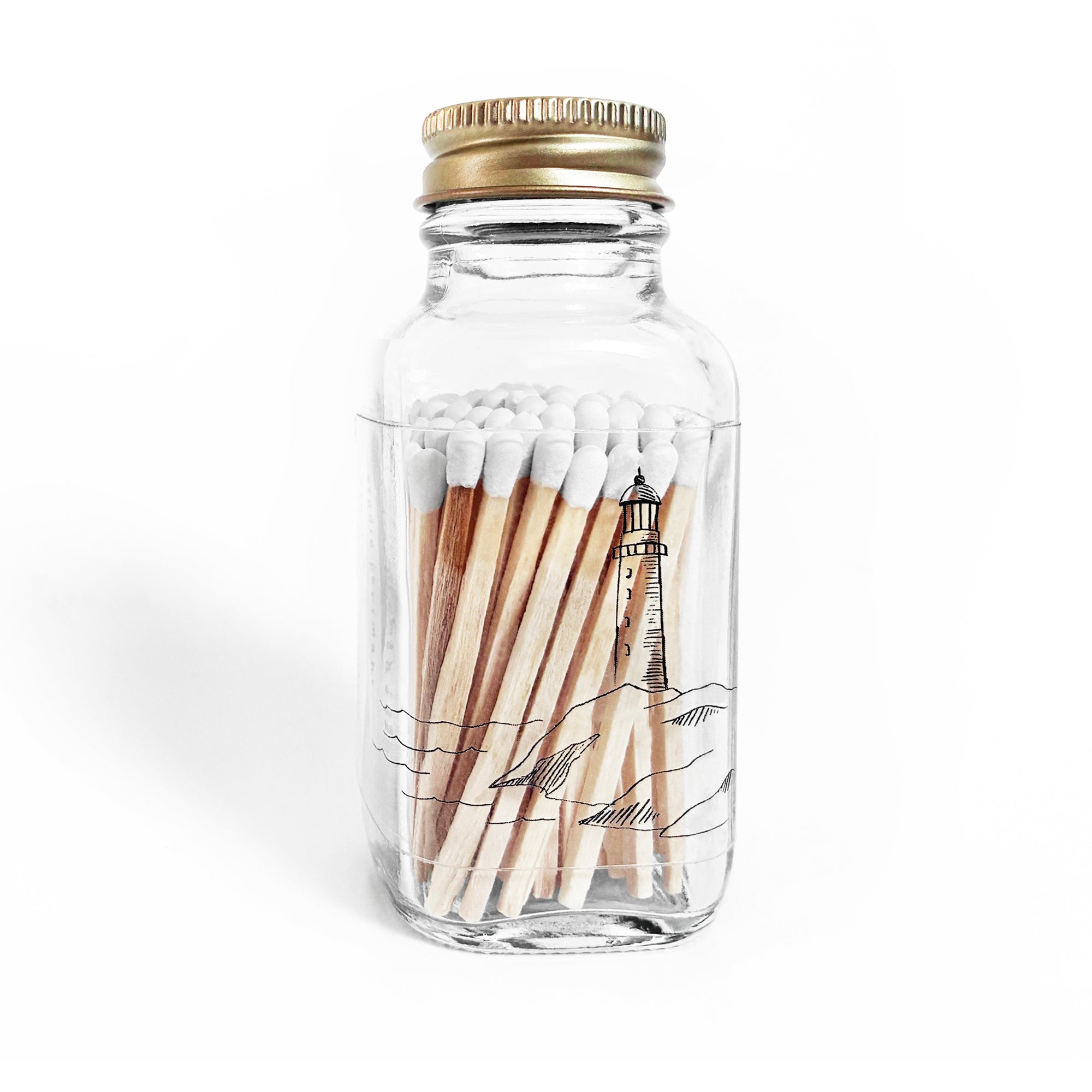 Lighthouse 2" White Match Jar | Rocky Point Match Holder
