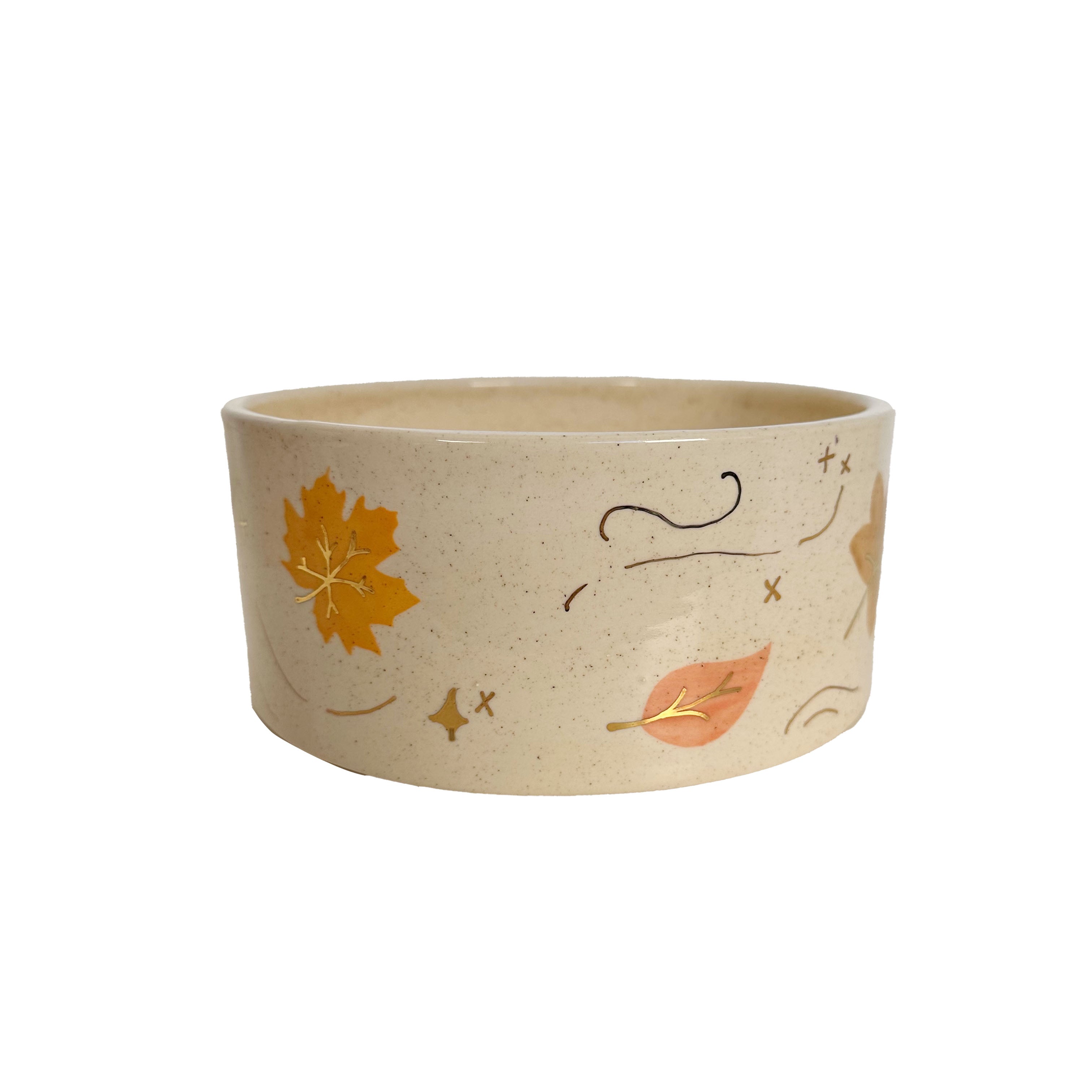 Wind & Leaves Speckled Vases with 22k Gold Accents and Optional Hand Poured Candle