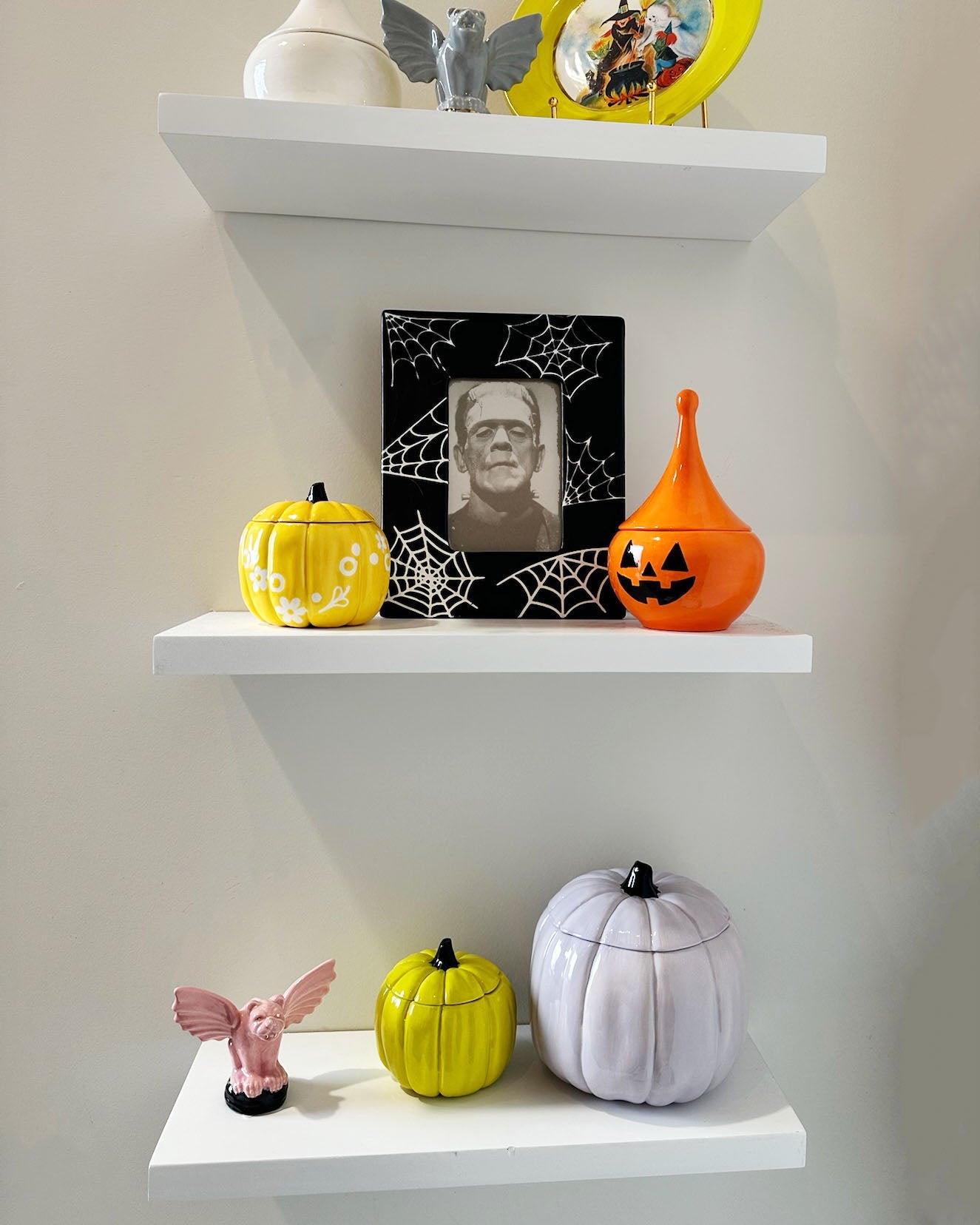 Jack-O'-Lantern Teardrop Jar in Tiki Orange