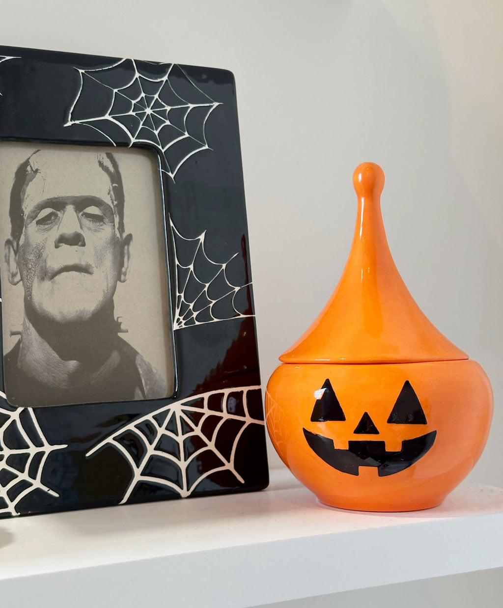 Jack-O'-Lantern Teardrop Jar in Tiki Orange
