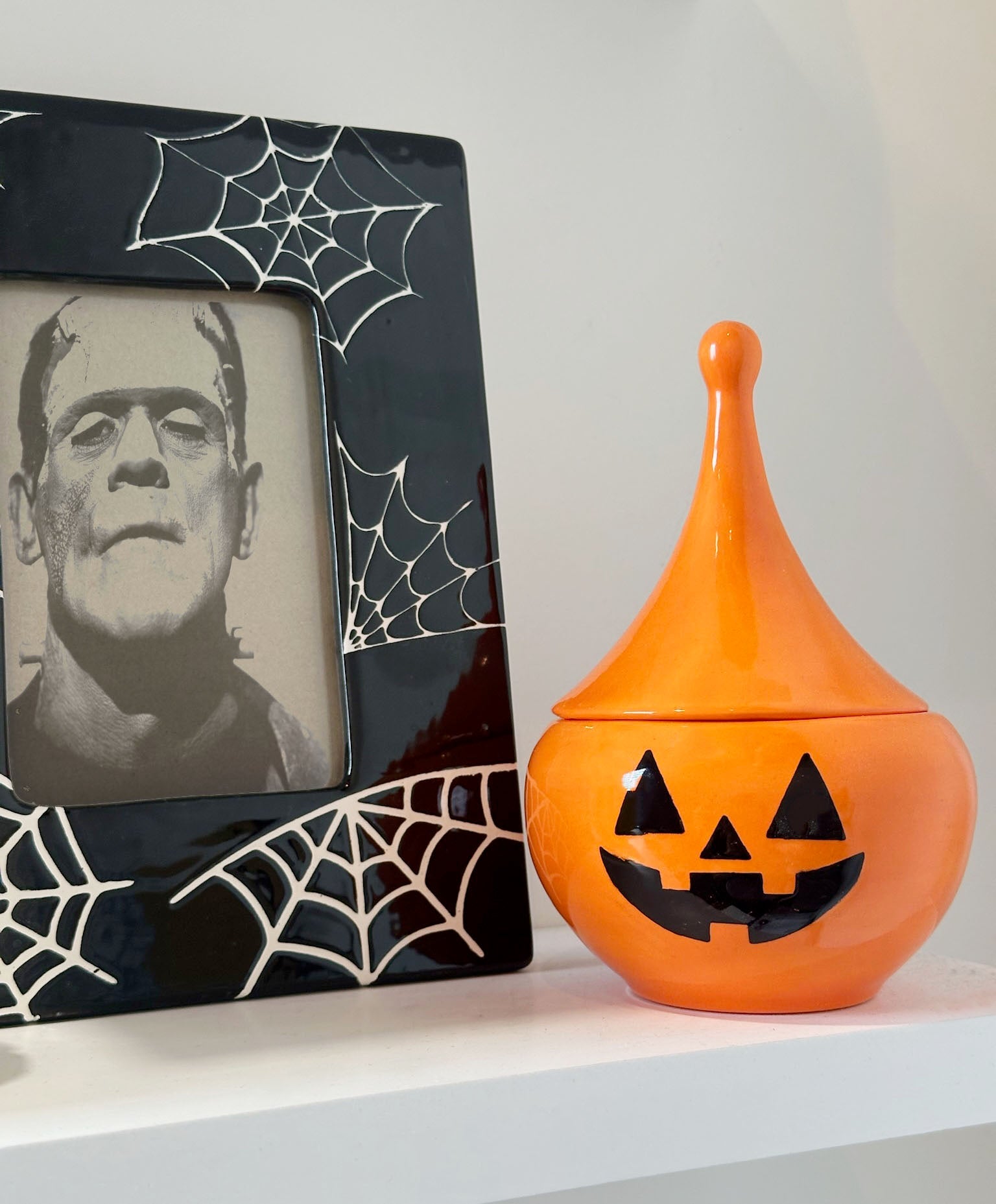 Jack-O'-Lantern Teardrop Jar in Tiki Orange