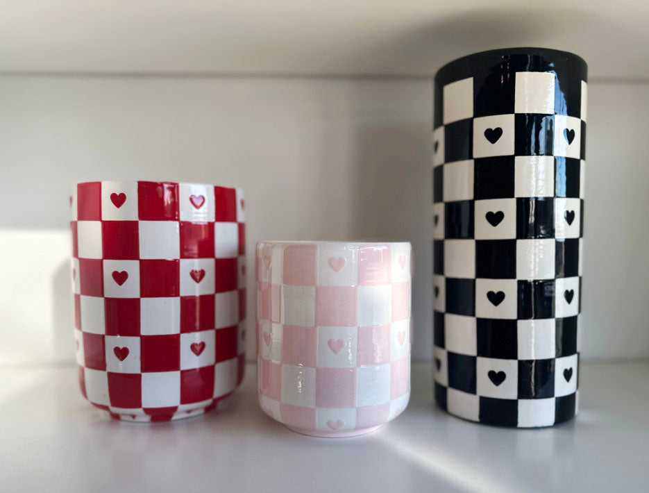 Checkered Heart Vase