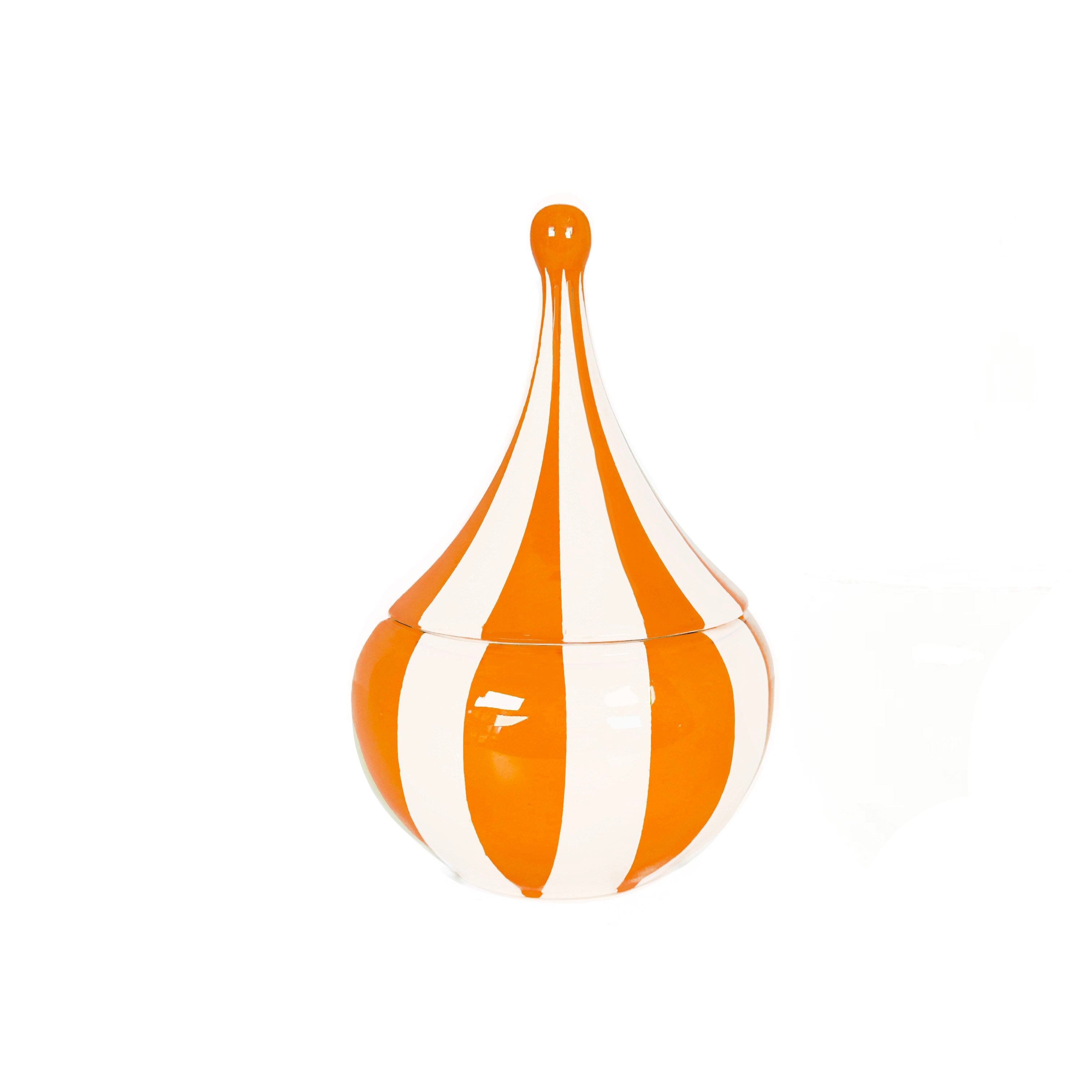 Big Top Stripes Teardrop Jars in Tiki Orange