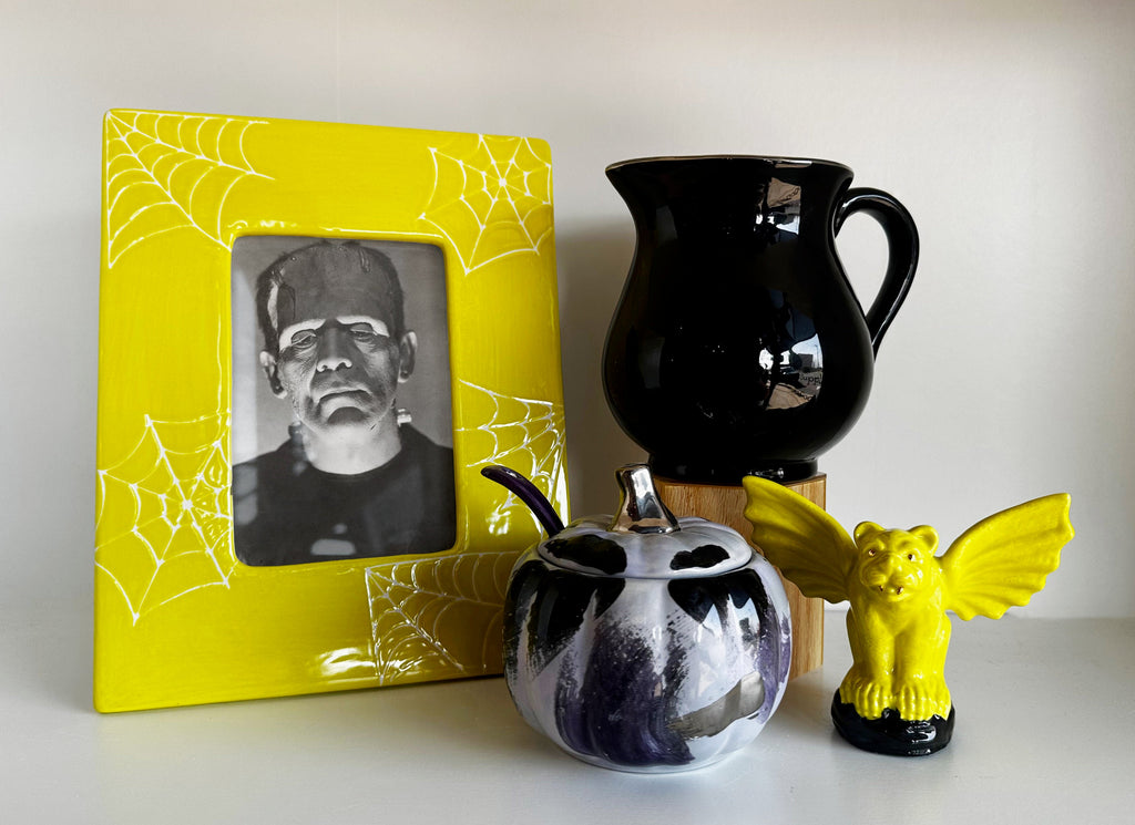 Pumpkin Sugar Pot, Spoon, and Creamer