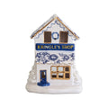Blue and White Toile Kringle Shop with 22K Gold Accents