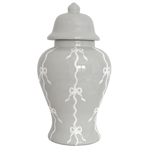 Bow Stripe Ginger Jars in Light Gray