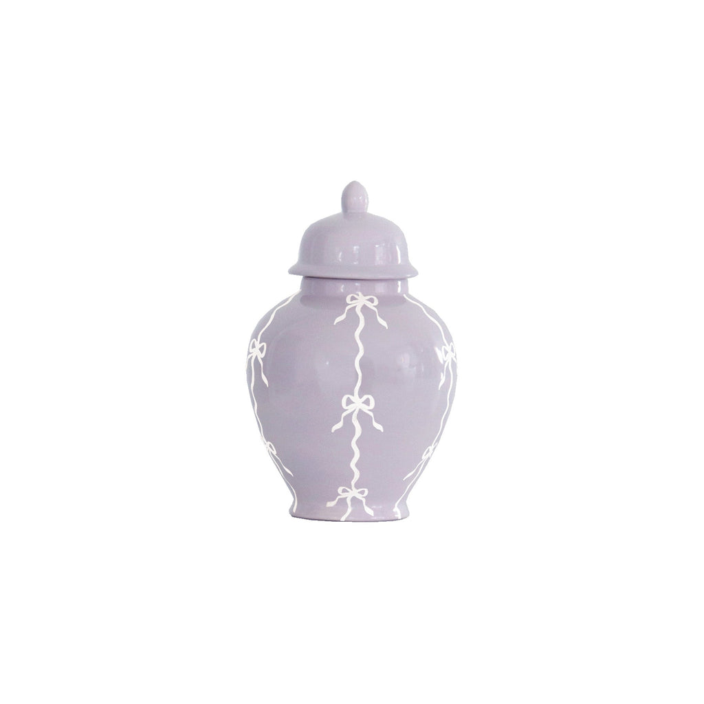 Bow Stripe Ginger Jars in Light Lavender