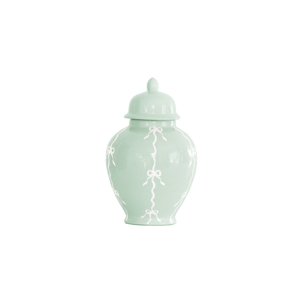 Bow Stripe Ginger Jars in Sea Glass