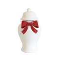 Ginger Jars with Sculpted Ceramic Bow in Red