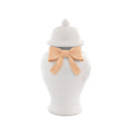 Ginger Jars with Sculpted Ceramic Bow in Coral