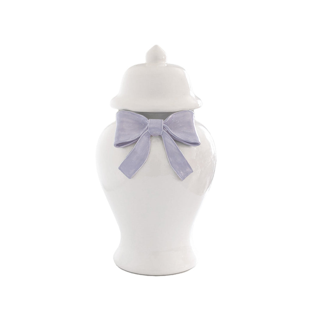 Ginger Jars with Sculpted Ceramic Bow in Light Lavender
