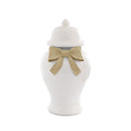 Ginger Jars with Sculpted Ceramic Bow in Sand