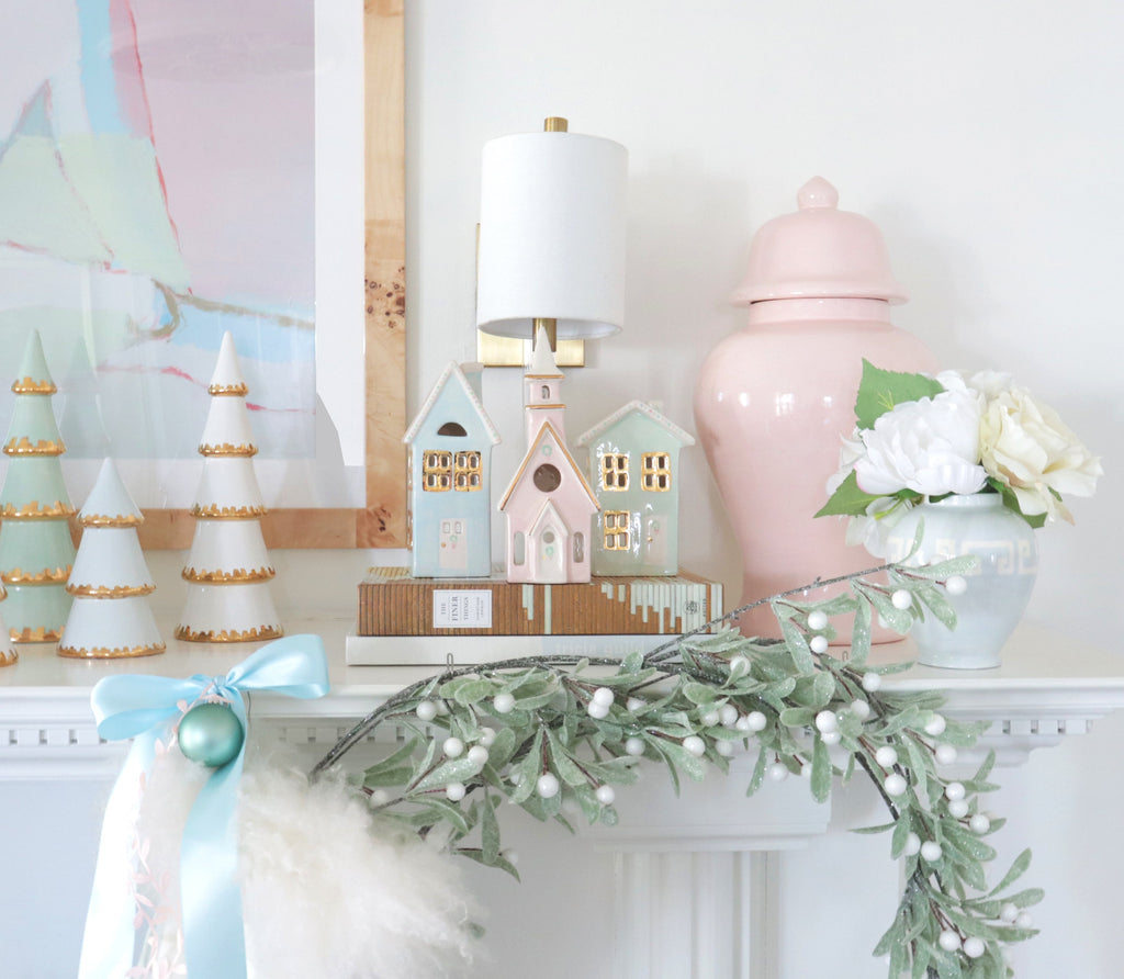 White Tiered Christmas Trees with 22K Gold Brushstroke Accent
