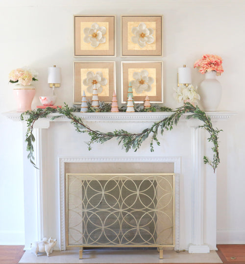 Blush Tiered Christmas Trees with 22K Gold Brushstroke Accent