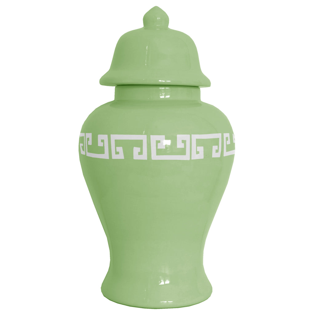Cabbage Patch Green Greek Key Ginger Jars