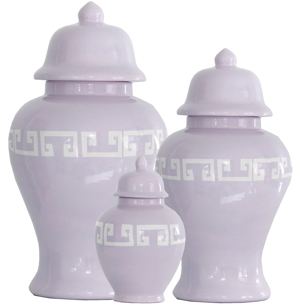 Light Lavender Greek Key Ginger Jars