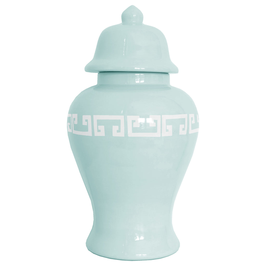 Robin's Egg Greek Key Ginger Jars