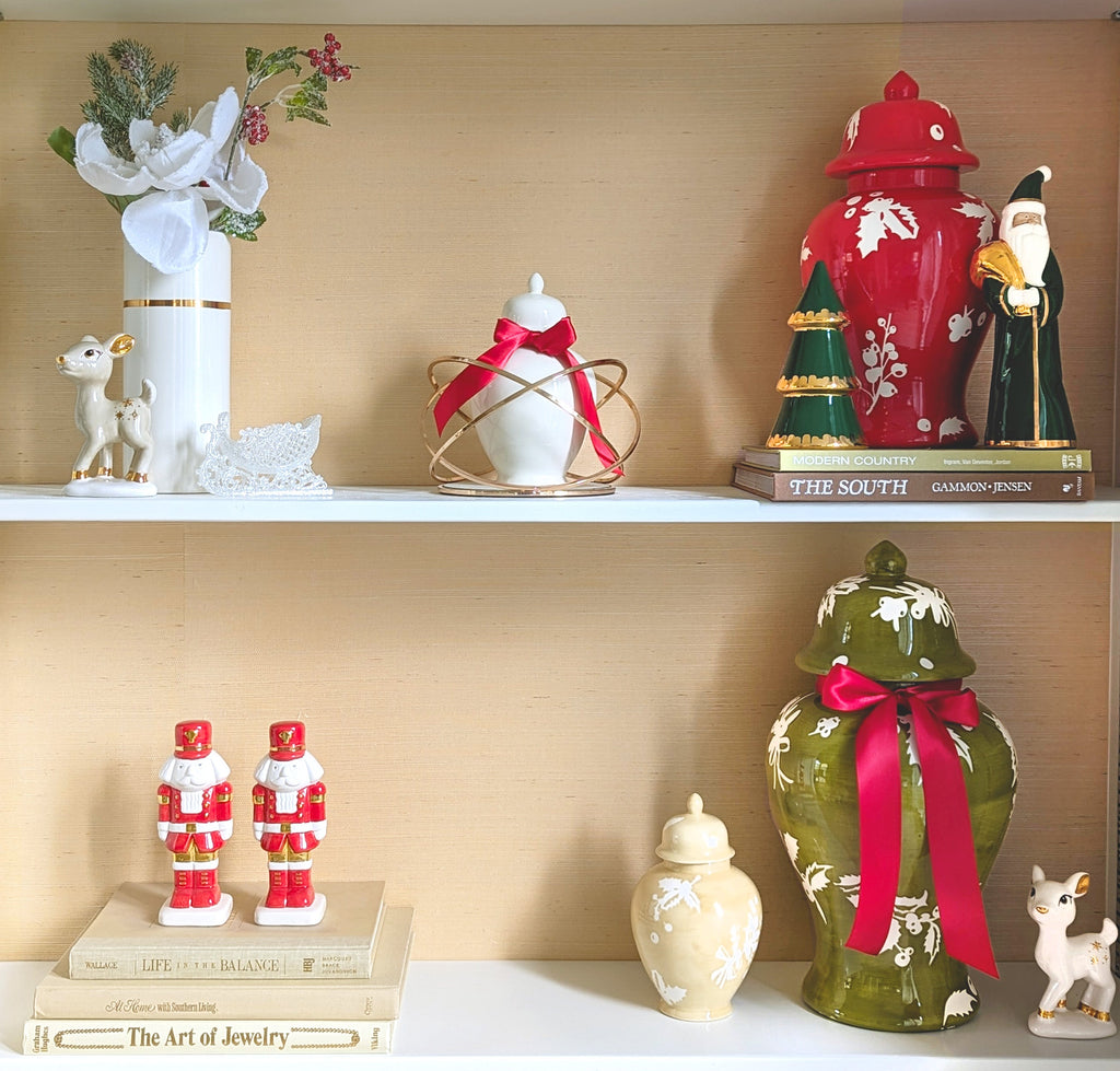 Deck the Halls Ginger Jars in Red