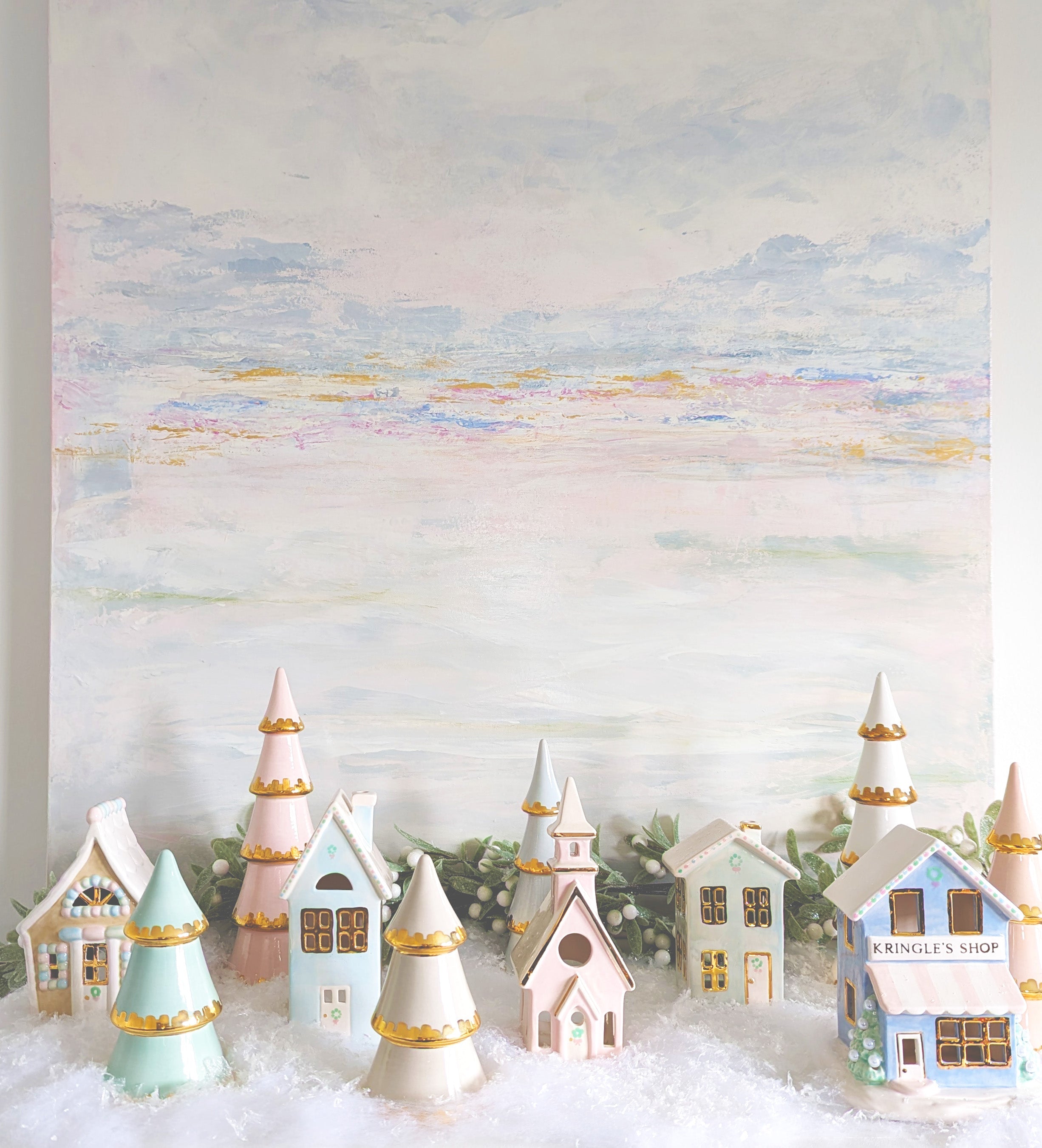 Pastel Gingerbread House with 22K Gold Accents