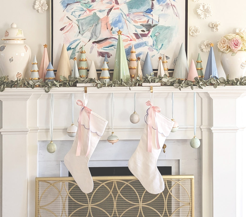 Sea Glass Fluted Christmas Trees with 22K Gold Brushstroke Accent