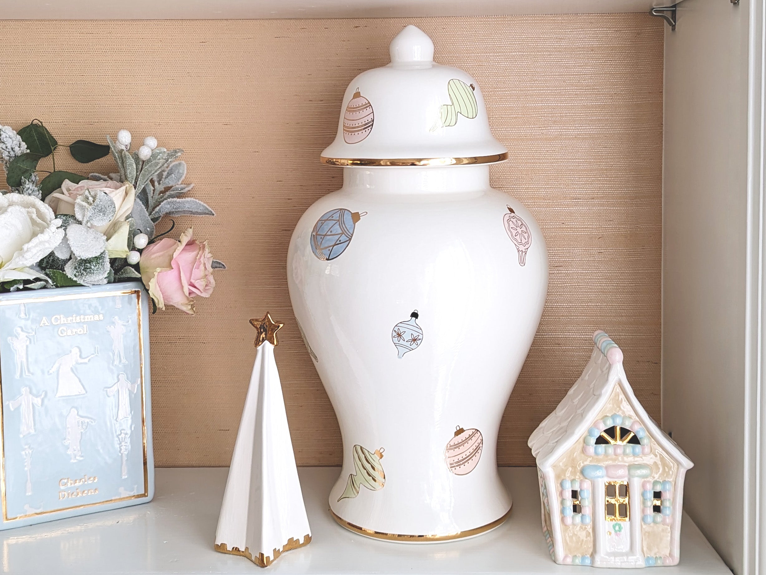 Pastel Baubles Ginger Jars with 22K Gold Accents
