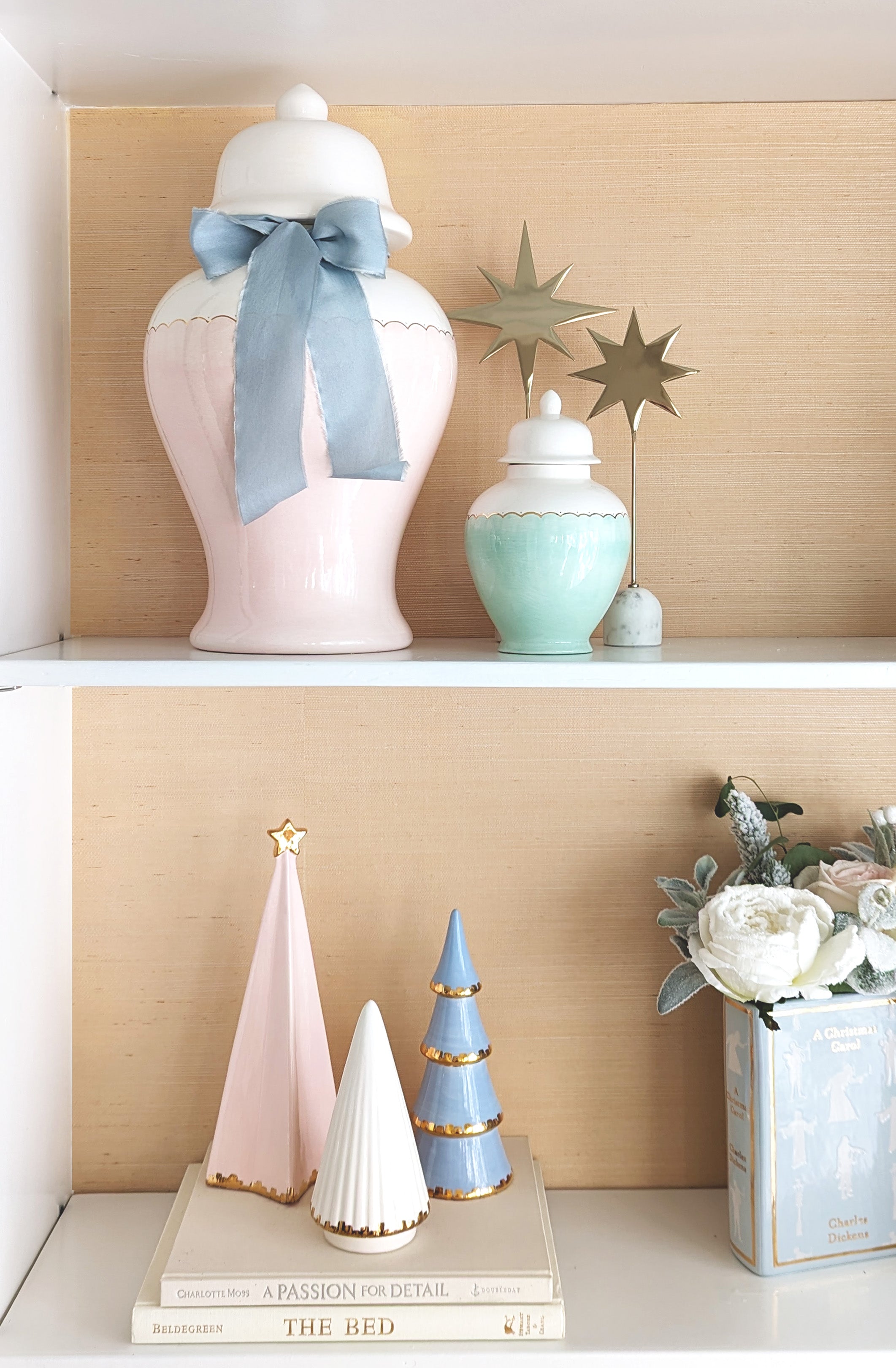 Pink Folded Christmas Trees with 22K Gold Brushstroke Accent