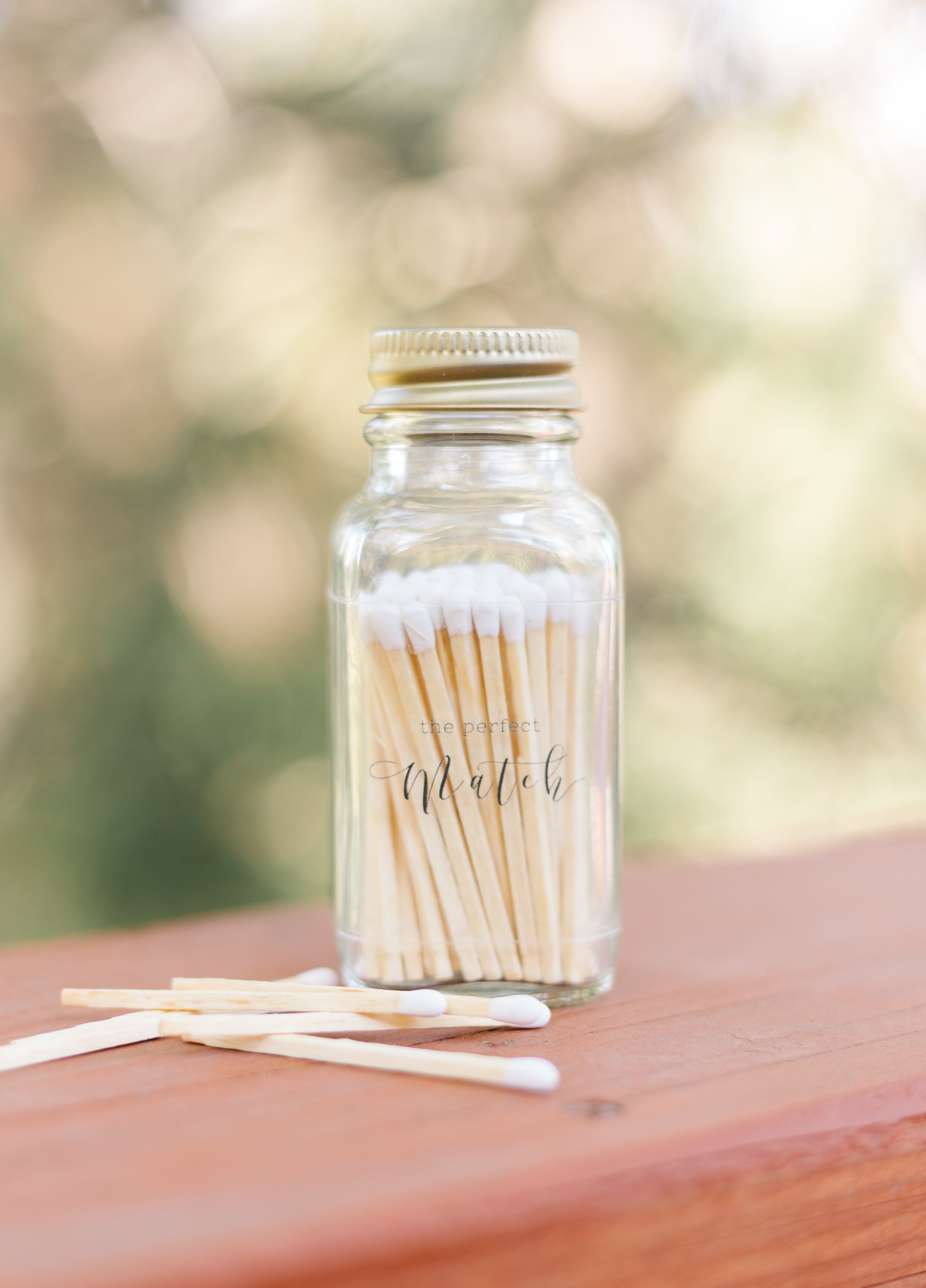 The Perfect Match 2" White Match Jar | Wedding Match Holder