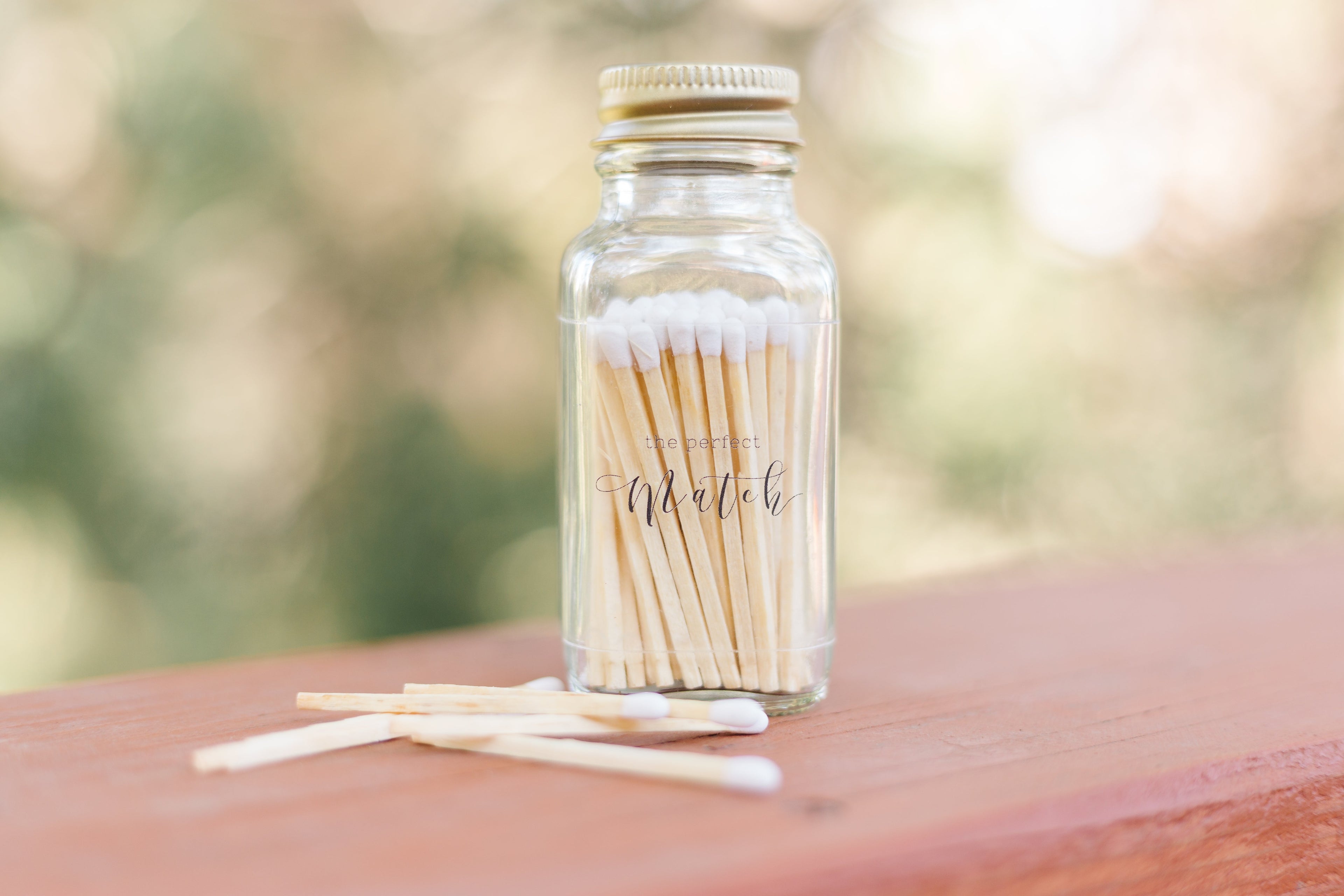 The Perfect Match 2" White Match Jar | Wedding Match Holder
