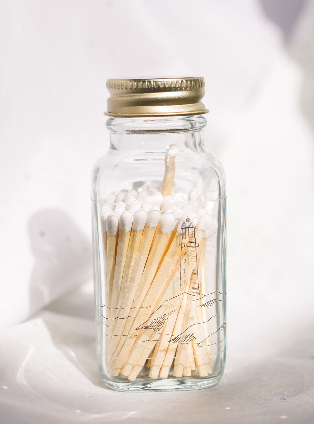 Lighthouse 2" White Match Jar | Rocky Point Match Holder