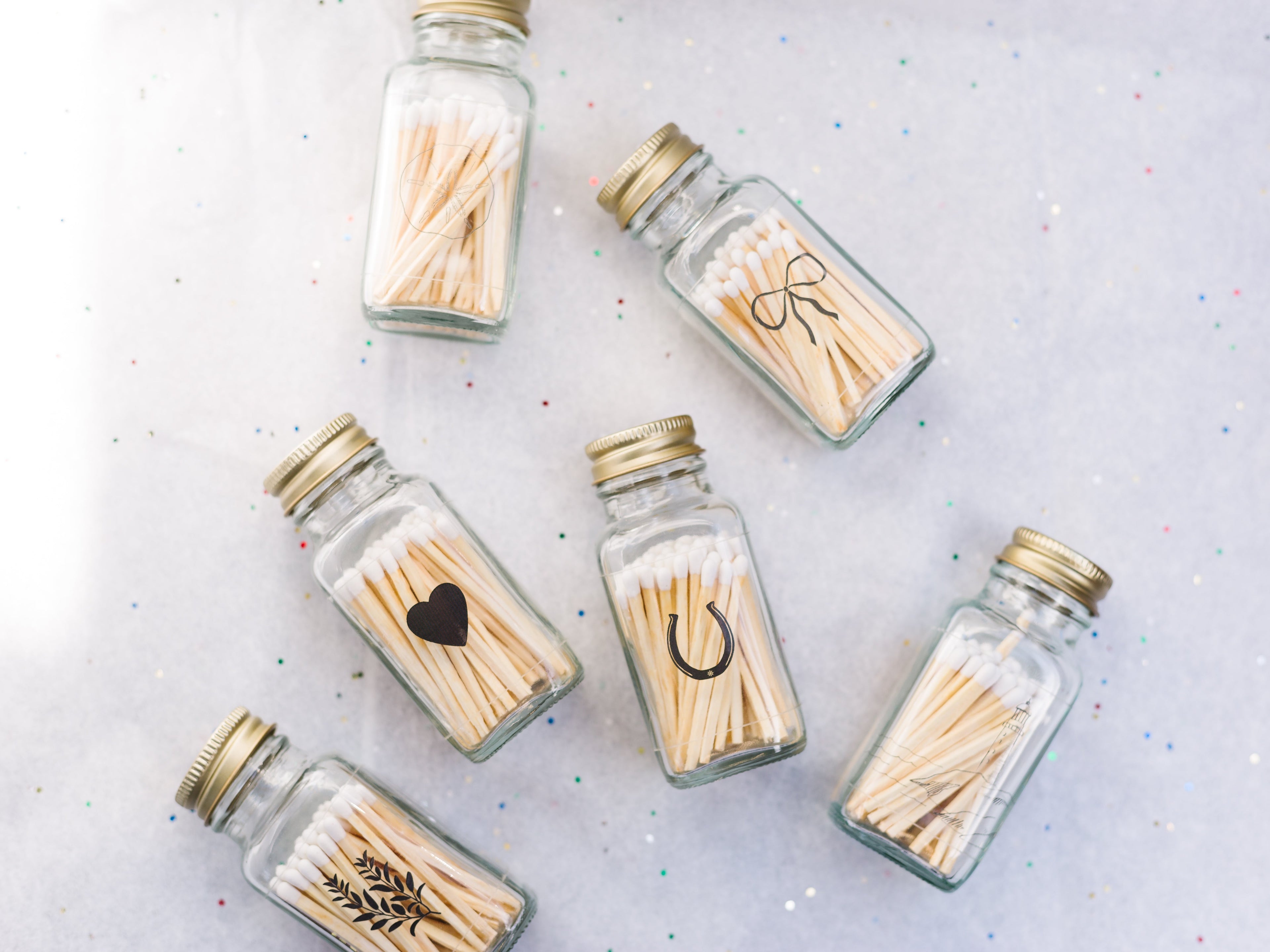 Lucky Horseshoe 2" White Match Jar | Western Match Holder