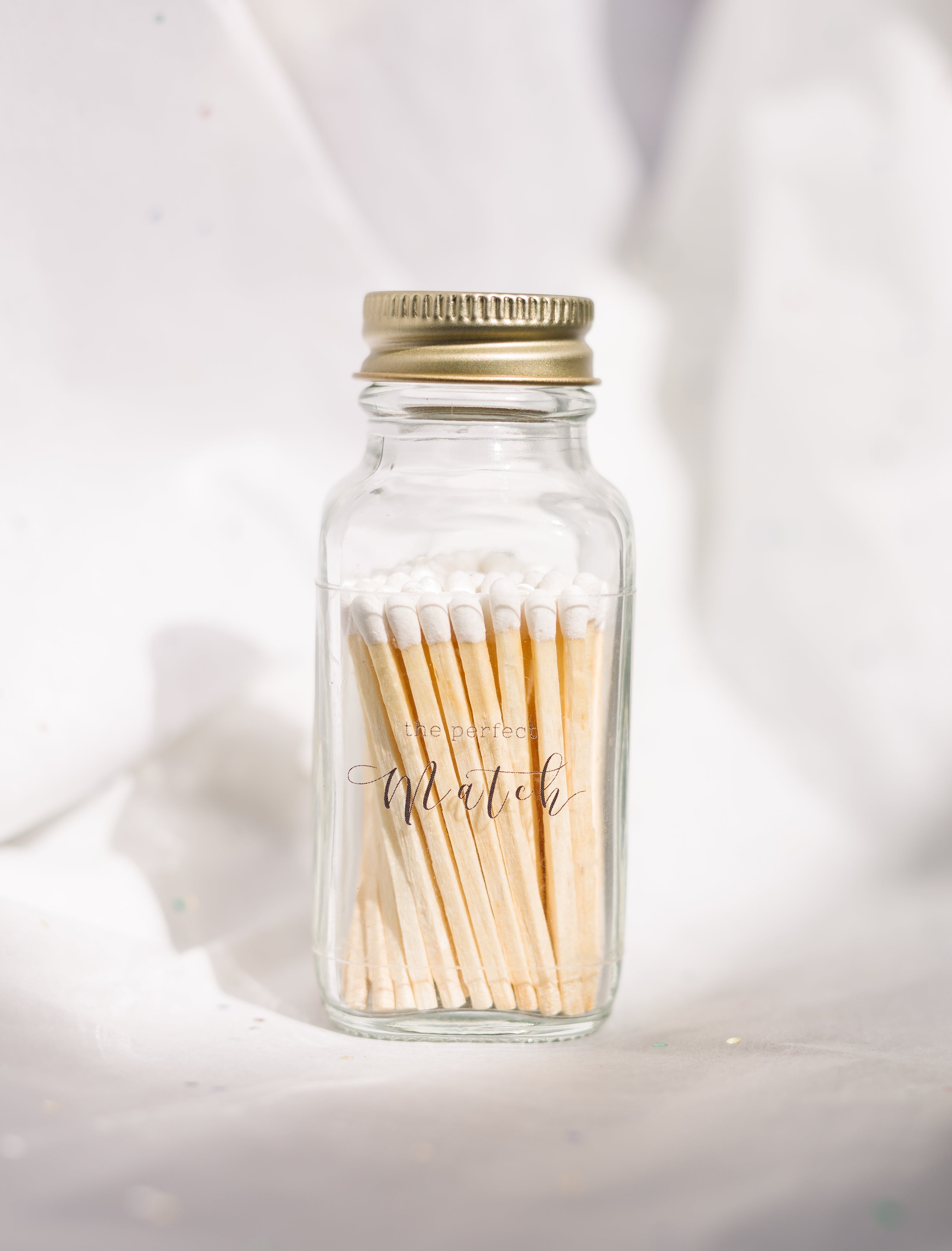 The Perfect Match 2" White Match Jar | Wedding Match Holder