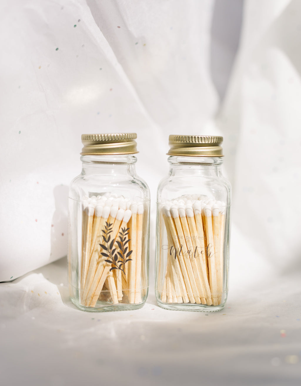 The Perfect Match 2" White Match Jar | Wedding Match Holder